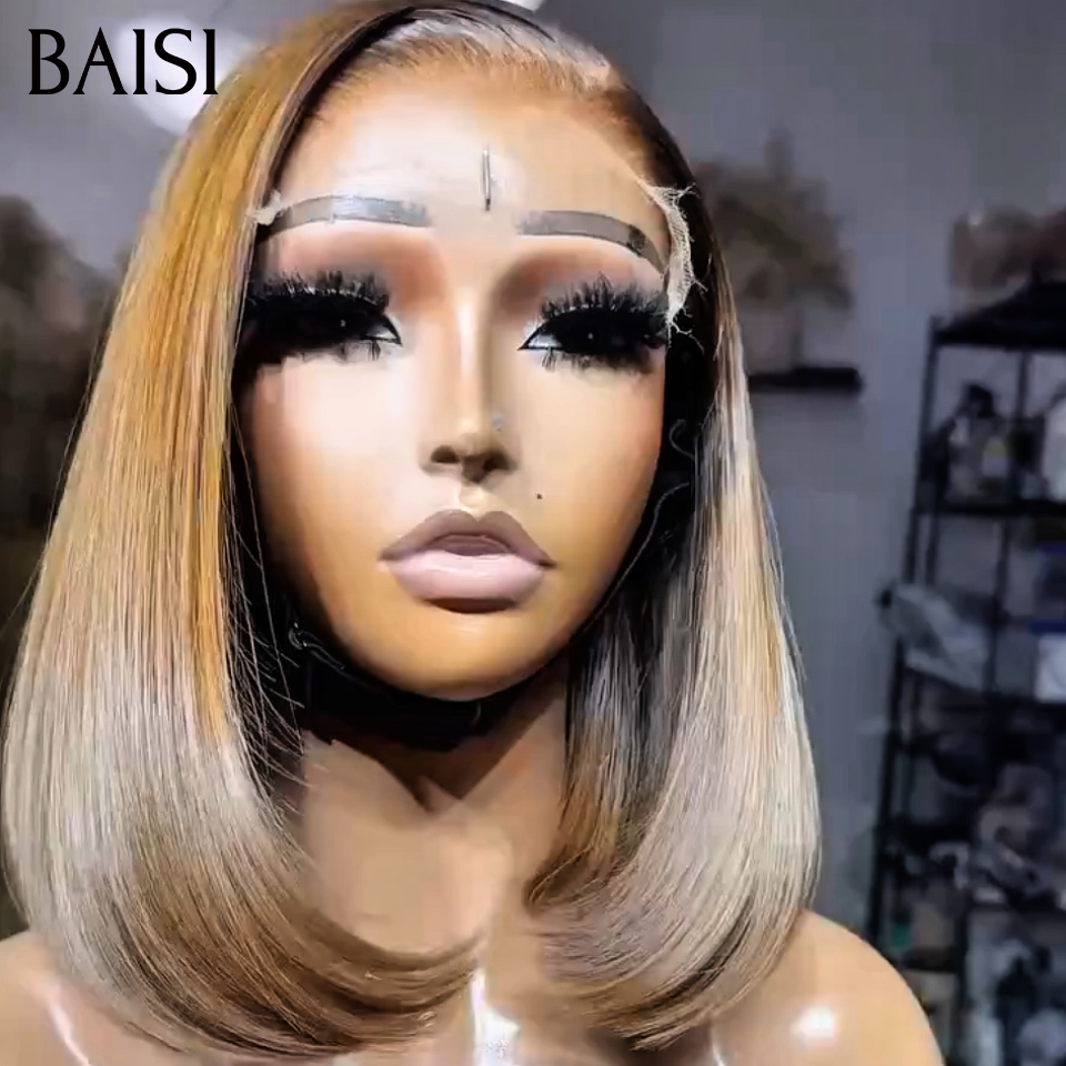 BAISI Perruque Chioma et BOB 4x4 lace closure Lisse ou curly wave 10 Pouce BOB Coupe personnalisée en 4 couleurs en 100% Cheveux Humains