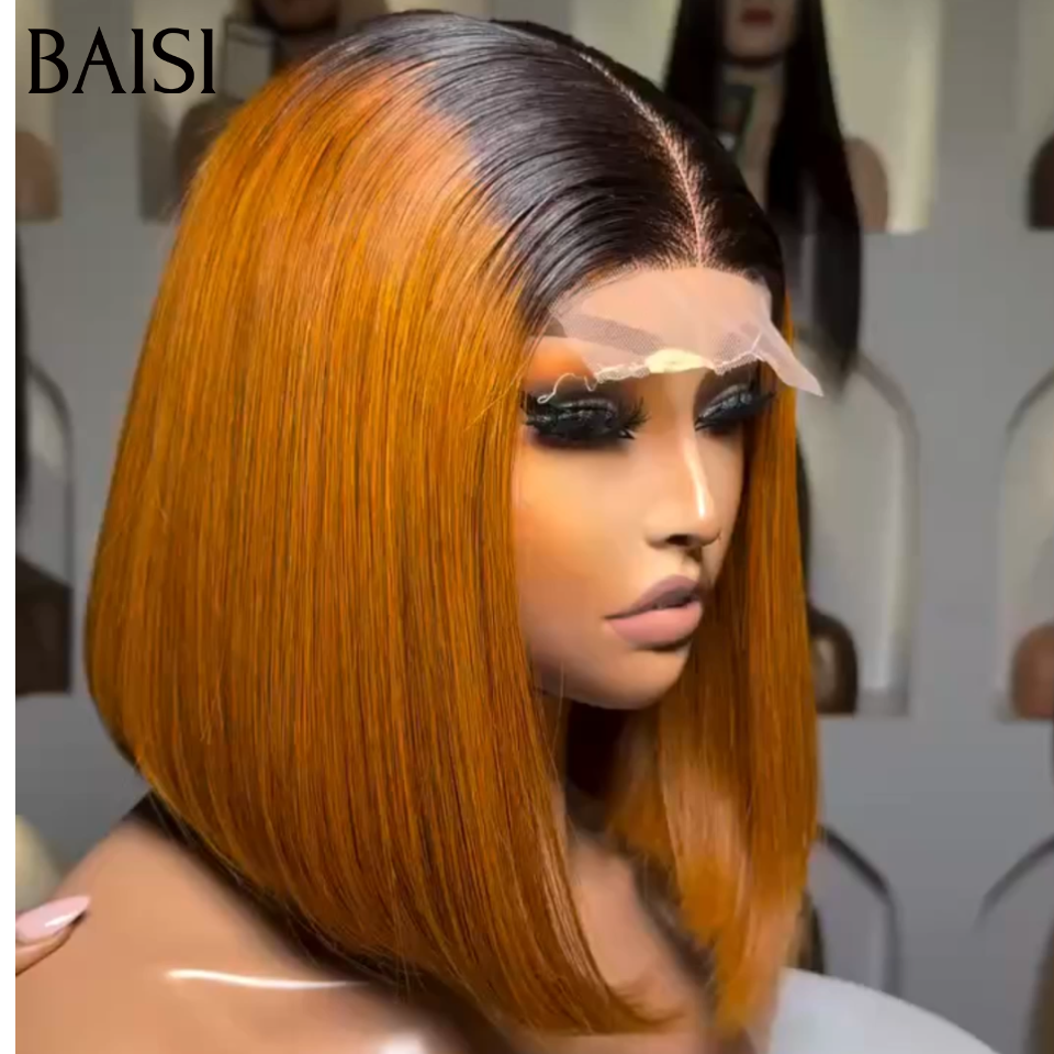 BAISI Perruque Chioma et BOB 4x4 lace closure Lisse ou curly wave 10 Pouce BOB Coupe personnalisée en 4 couleurs en 100% Cheveux Humains