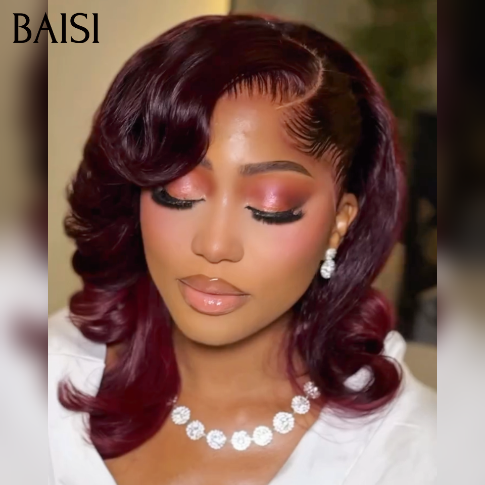 Parrucca frontale in pizzo 13x4 BAISI Body Wave rossa in 100% capelli umani