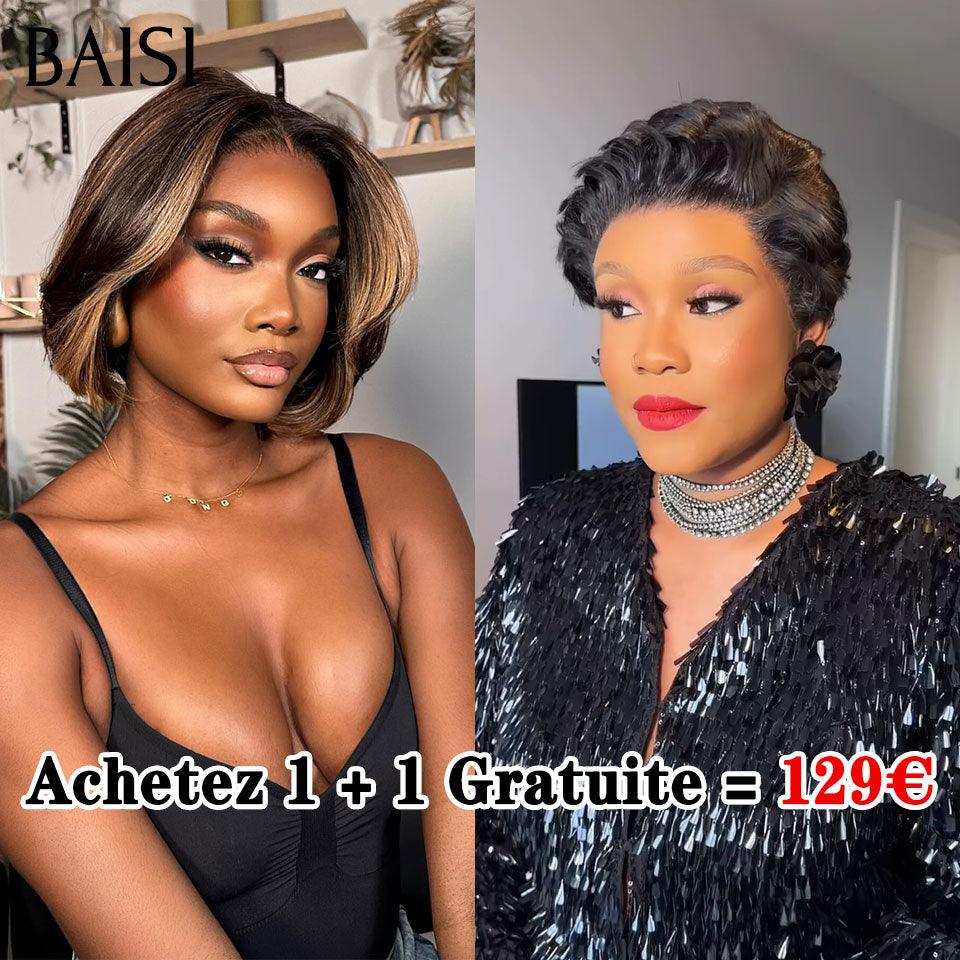 BAISI 1 Acquistato + 1 Gratis = 129€ 13X4 lace Liscia bob 4/27# e 13X4 pixie in 100% capelli umani veri