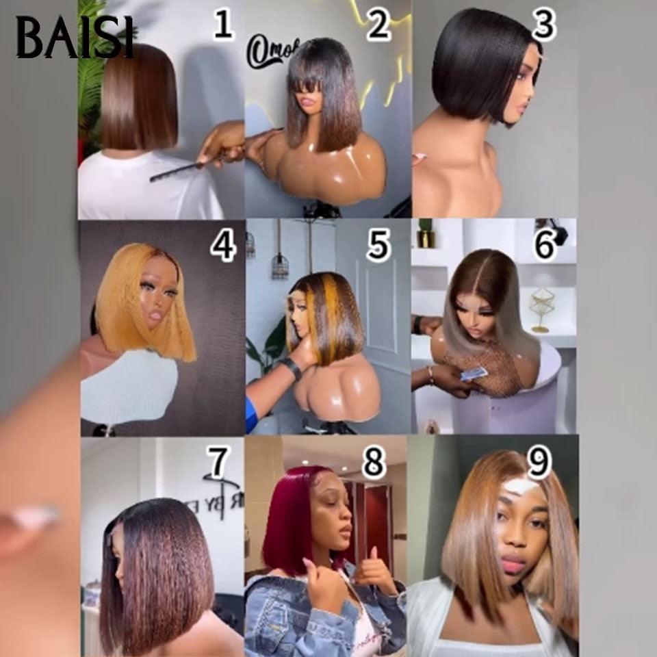 BAISI 3 perruques au choix 199€ 100% vietnam hair ajouter un par un dans le panier prix d'usine fournisseur en France TVA 0€ 48H arrivé 2X6 lace Lisse bob 8 Pouces 9 couleurs différentes (Pas Besoins De Code)