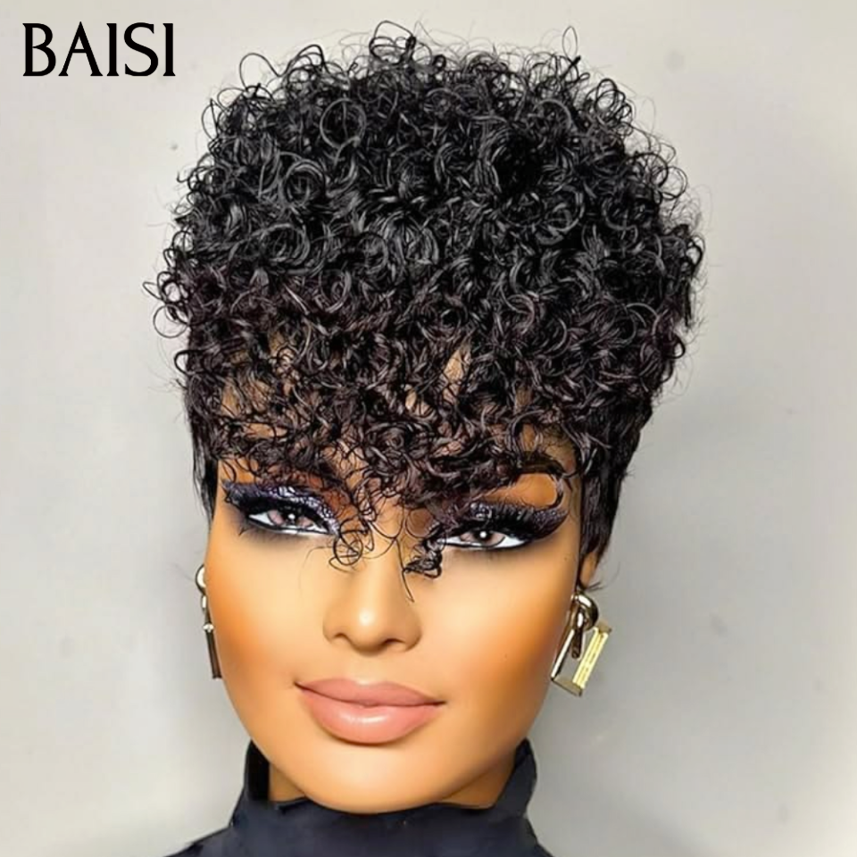 BAISI PROMO Maintenant 2 perruques 80€ Perruques pixie Version stylisée afro curly 2 couleurs en 100% vrais cheveux humains