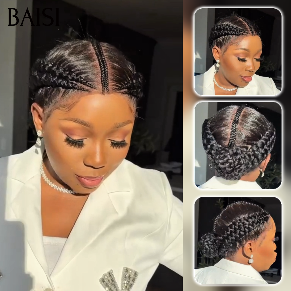 Grande Promo Prêt-à-porter Full lace Perruque avec coiffure tressée natte 149€ Vidéo 100% Réelle en 100% Cheveux Humains