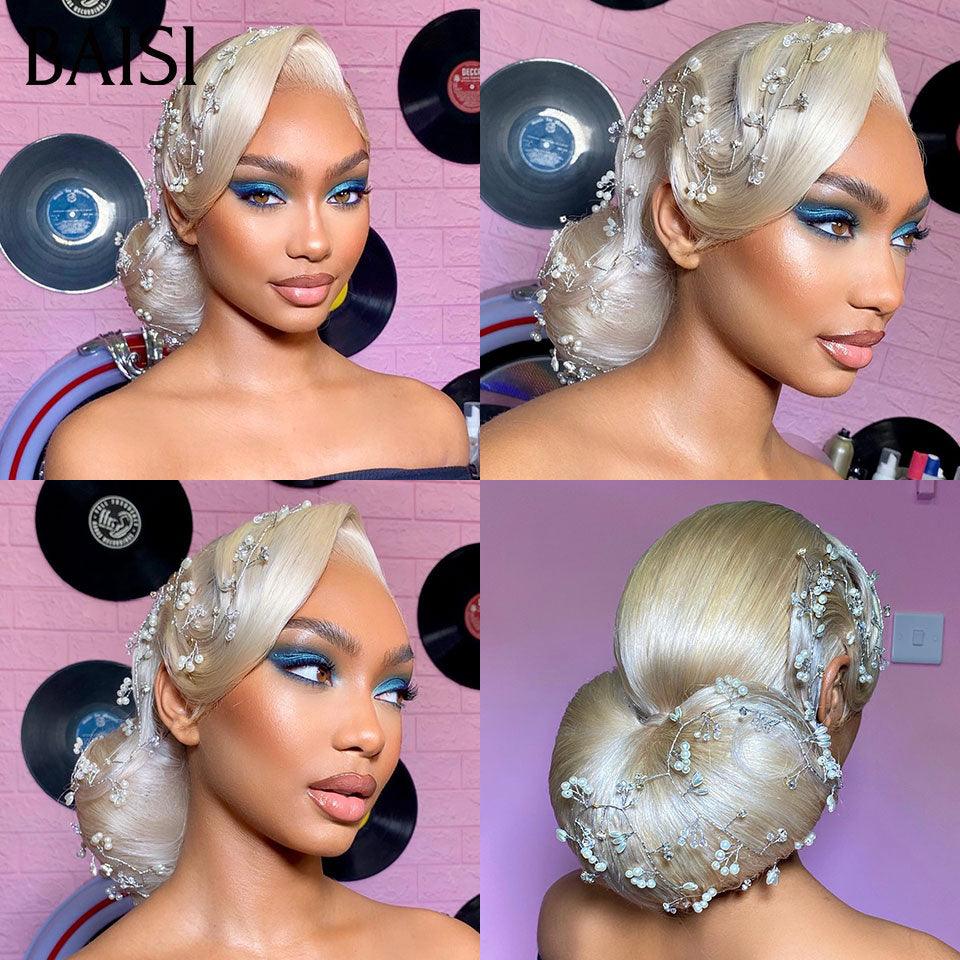 BAISI Coiffure de luxe Sabina Perruques Mariage Prête à porter chignon et personalisation comme sur la vidéo 100% identique avec lace frontale pour mariage ou événement spécial en couleur 613#