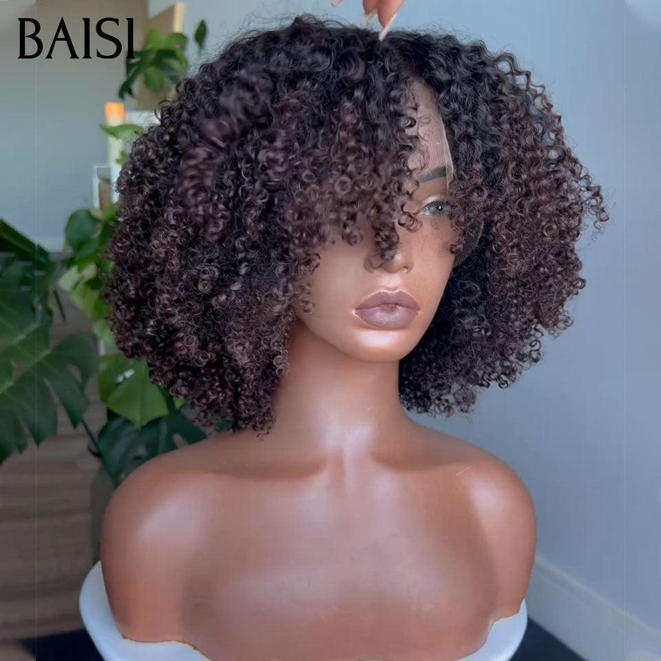 BAISI Compra 1 + 1 Gratis = 149€ pixie #9012 e curly wave 13X4 lace marrone o vendita flash 4 parrucche in 100% capelli umani veri 200 euro