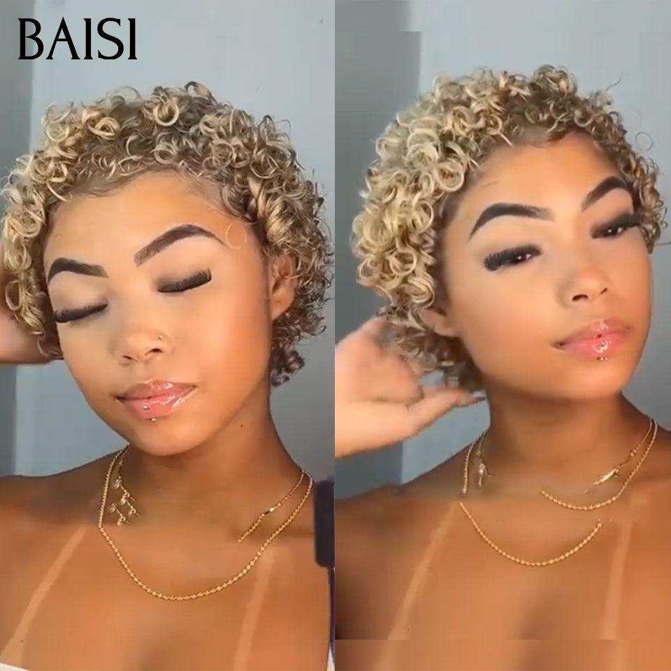 BAISI 13x4 Lace Frontale Perruque Pixie petite coupe 89€ mixte En 100% Cheveux Humains