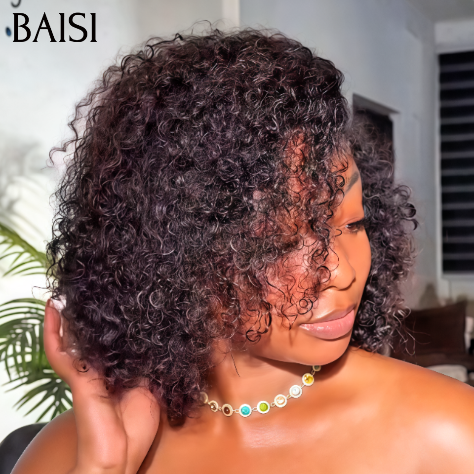 BAISI 13x4 lace frontal curly wave bob 12 pouce 69€ 100% Cheveux Humains