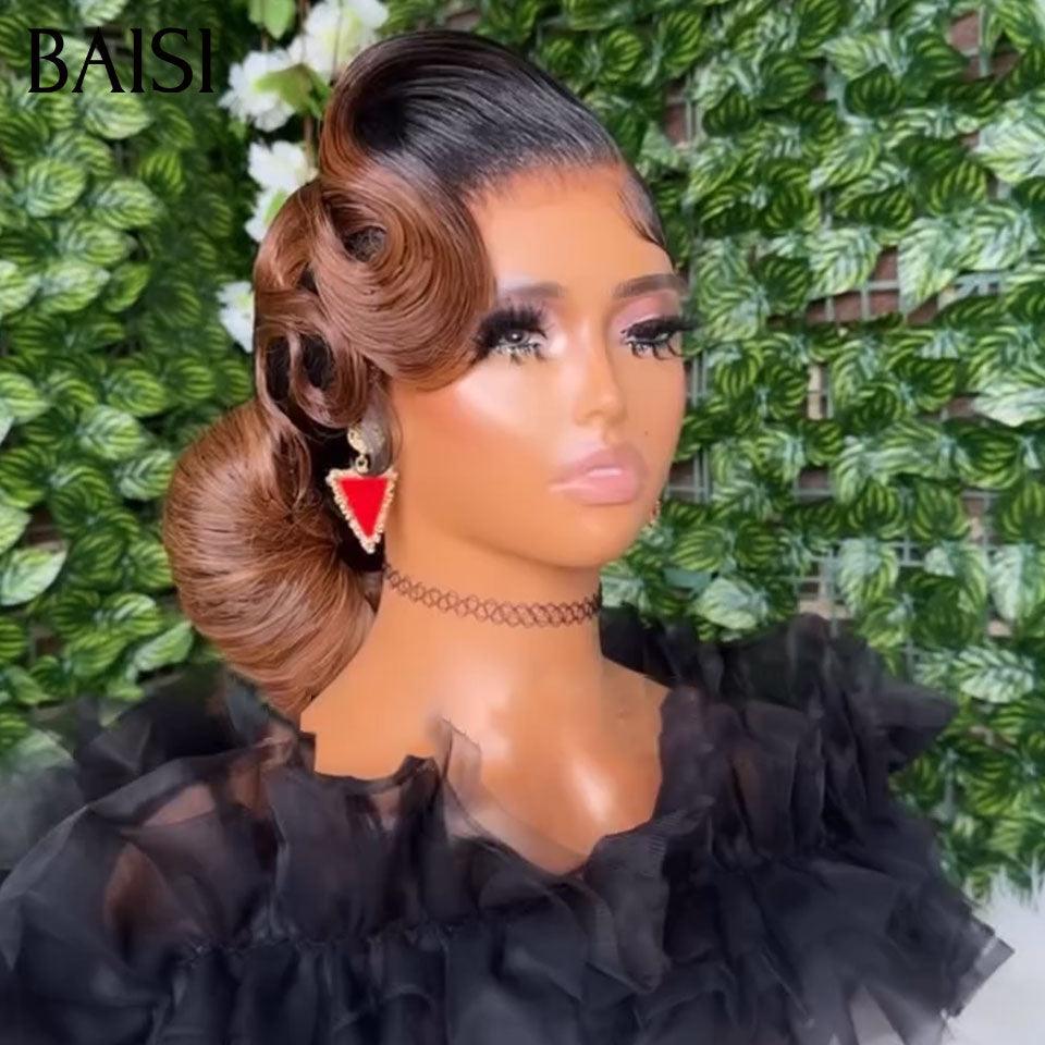 BAISI Coiffure de luxe Evangeline Perruques Mariage Prête à porter chignon et personalisation comme sur la vidéo 100% identique avec lace frontale pour mariage ou événement spécial en couleur 1B/4#