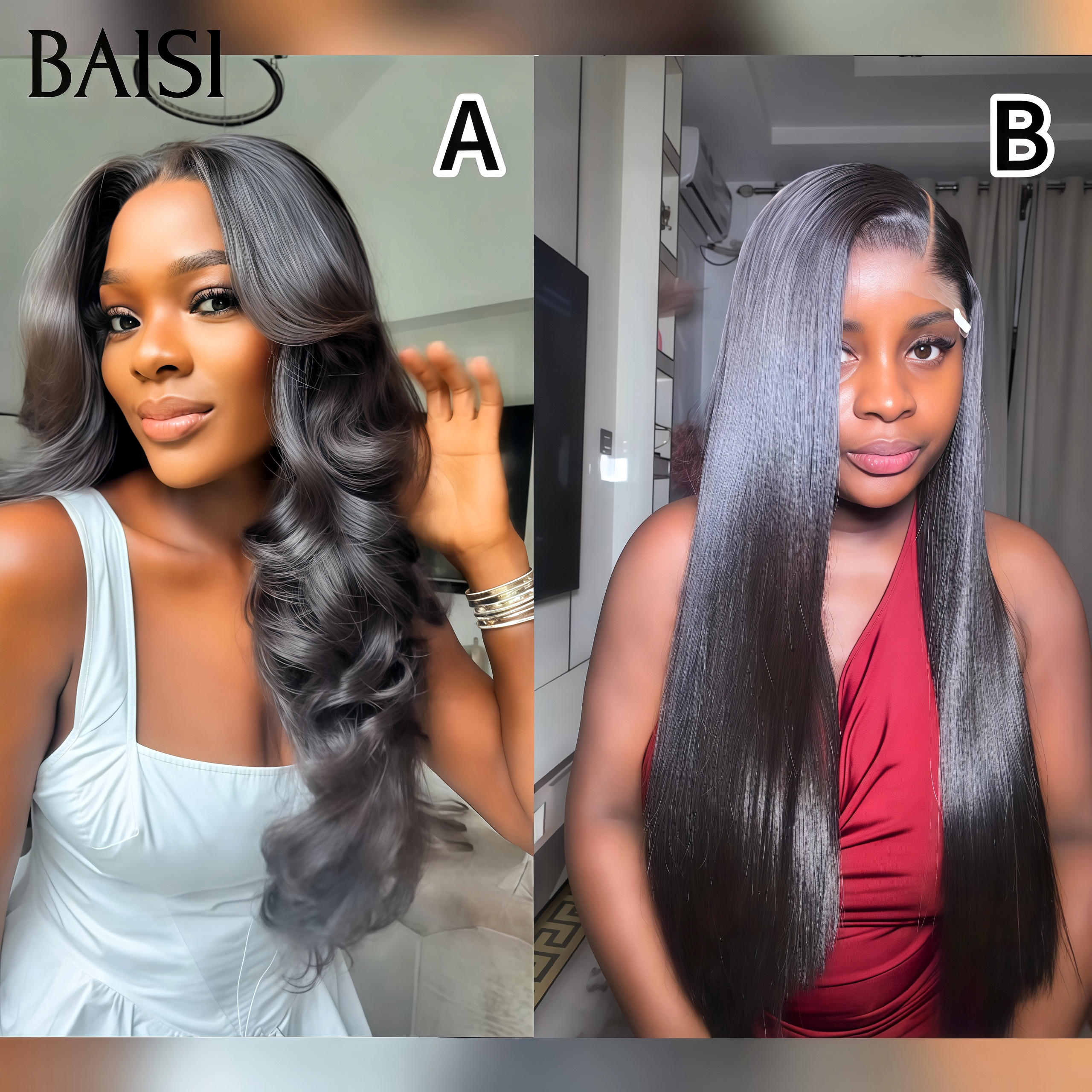 BAISI perruque modèle B à la mode et en promotion aujourd"hui 129€ ne ratez pas notre offre 13x4 Lace frontal Lisse 20 Pouces