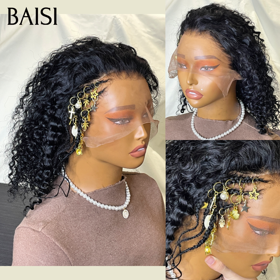 Nouveau produit 13x4 lace frontal Perruque bob Coiffée 12 pouce 109€ curly wave avec coiffure tressée natte en 100% Cheveux Humains