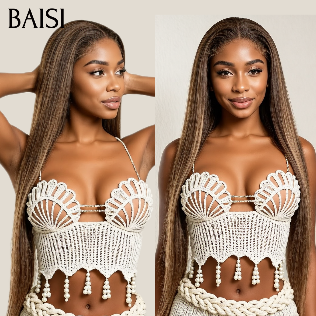 BAISI 13X4 parrucca liscia mista miele o Body Wave + regalo in colore rosso o bordeaux a metà prezzo in 100% capelli umani MP50