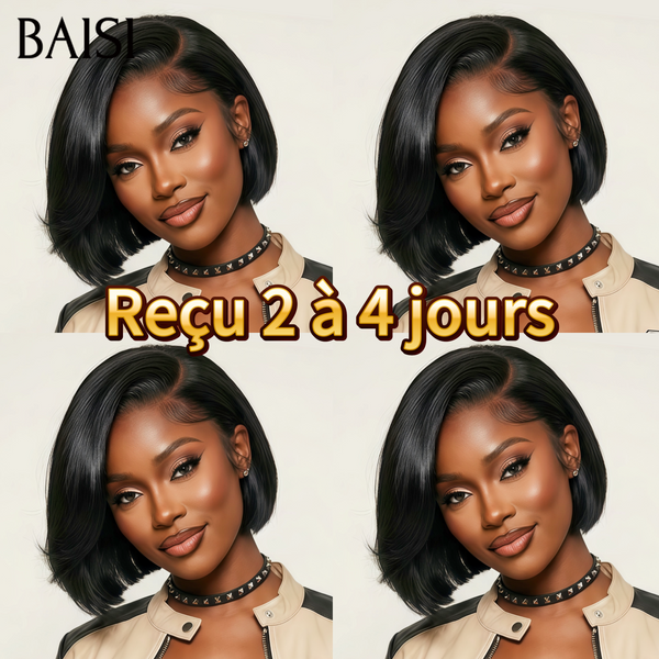 BAISI PROMOTION Perruque 4X4 lace Bob 10 Pouces Lisse NOIR ou 1BT4# Moitié Prix en 100% Cheveux Humains MP50