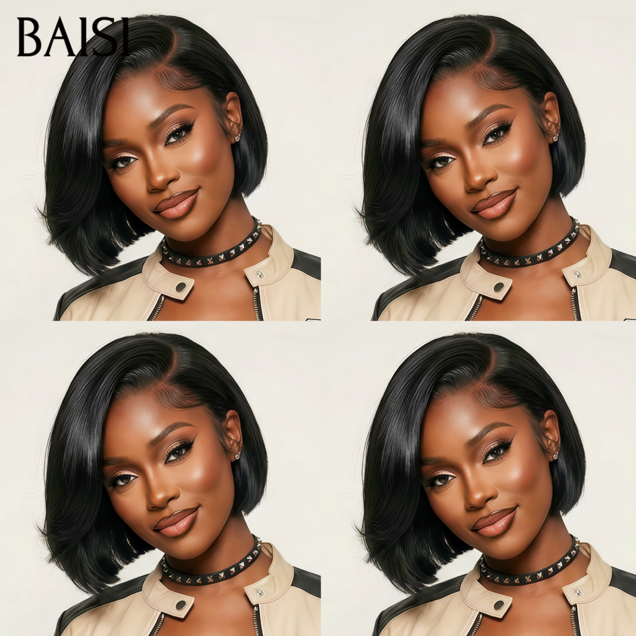 BAISI PROMOTION Perruque 4X4 lace Bob 10 Pouces Lisse NOIR ou 1BT4# Moitié Prix en 100% Cheveux Humains MP50