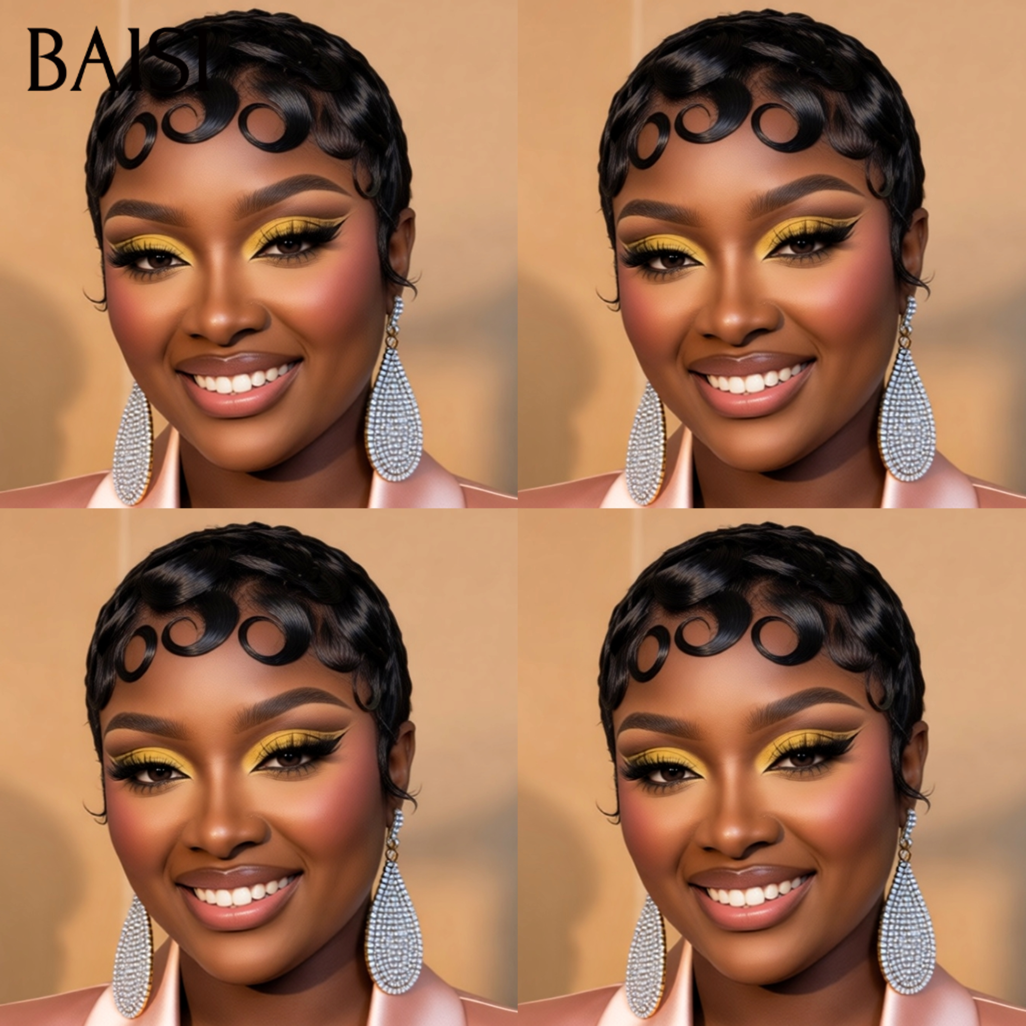 BAISI Perruque chioma Pixie à la Mode 45€ 100% Cheveux Humains Fabriqué à la Machine