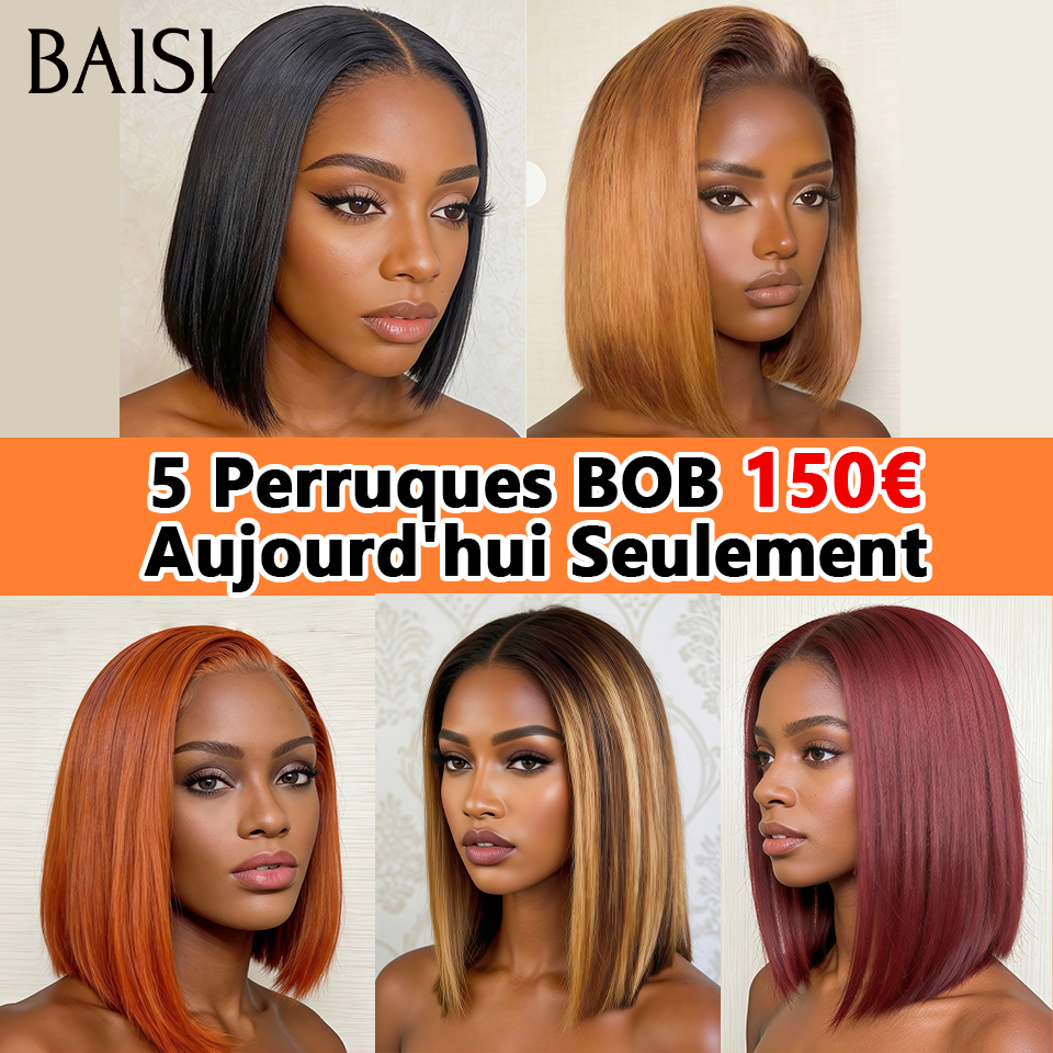 Prix en promotion 1 Perruque vrais cheveux avec coiffure gratuite 189€ ou 5 Perruques BOB 150€ en 5 couleurs 100% Bonne Qualité en blended humain hair