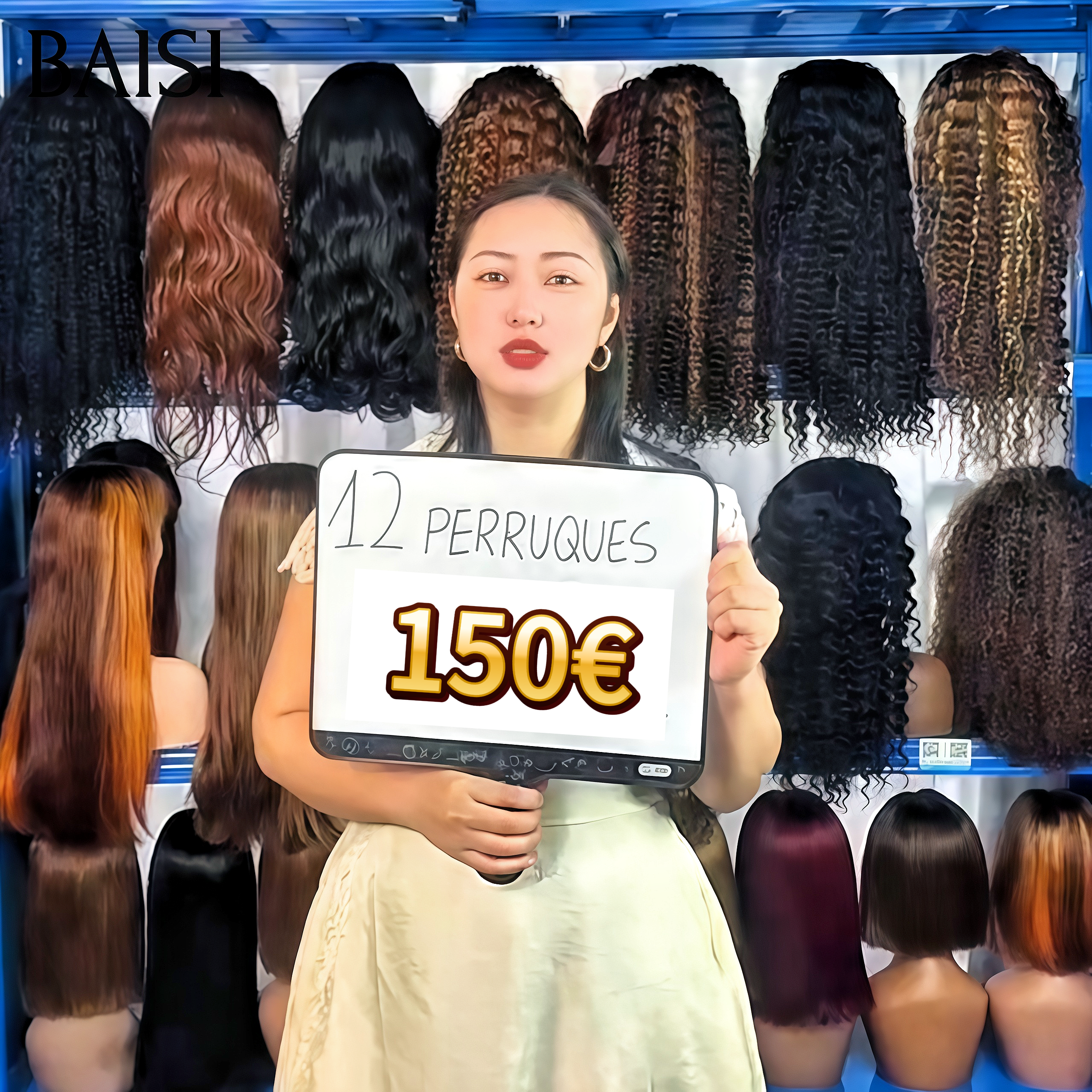 BAISI 2 Perruques 150€ vrais cheveux humains ou 12 Perruques en Soldes 150€ Facile à Revendre PROMO Prix Fournisseur blended hair sans retour
