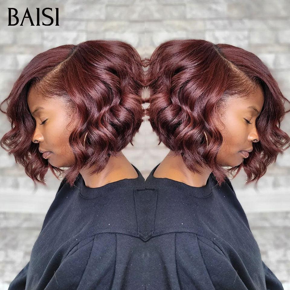 BAISI Perruque 5X5 lace NOIR Bouclée egg wave 10 pouces 78€ ou Raie sur le côté en couleur Marron Body wave 8 Pouces 105€ en 100% Cheveux Humains