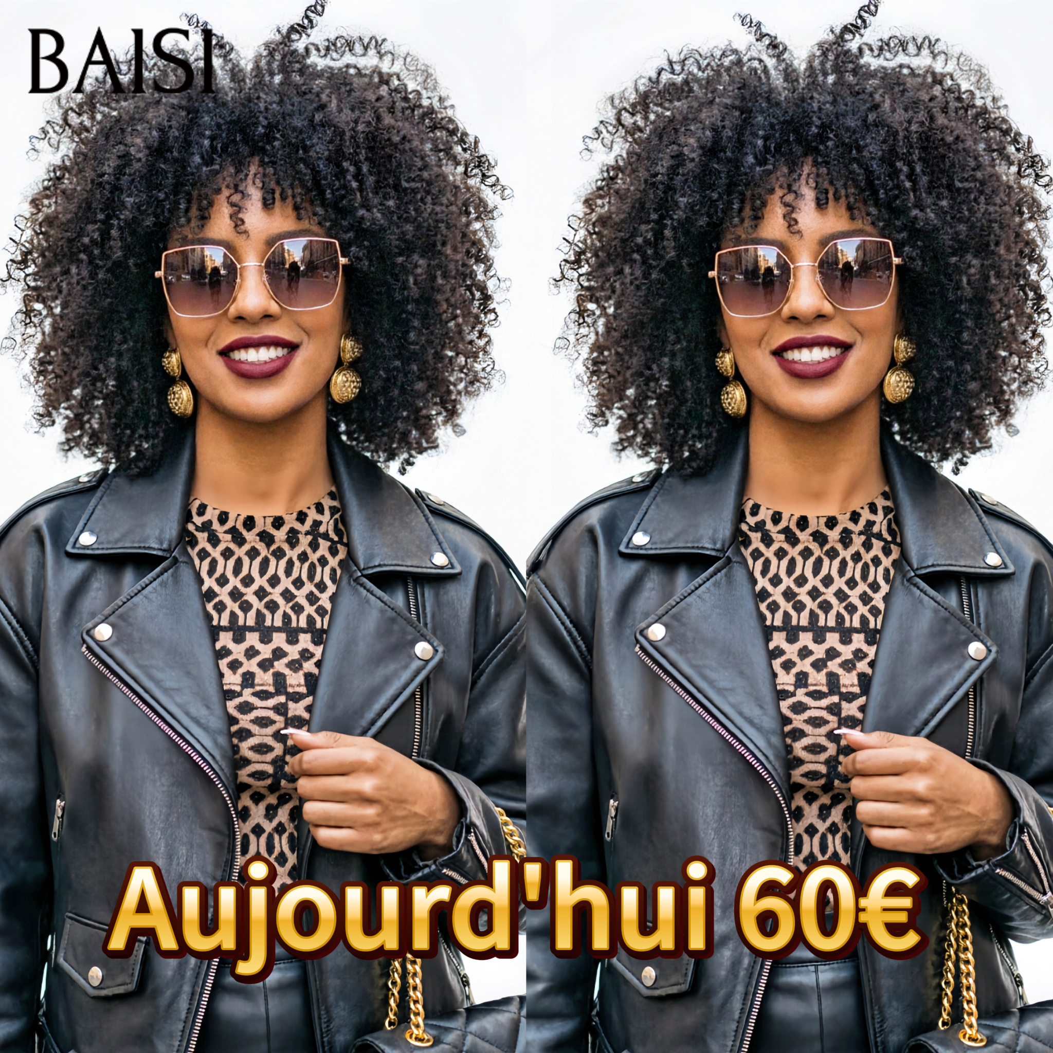 BAISI Perruque BOB kinky curly avec Frange 100% Blended Hair 60€ Sans Colle ou 100% raw hair 12 Pouces 90€ en 100% Cheveux Humains