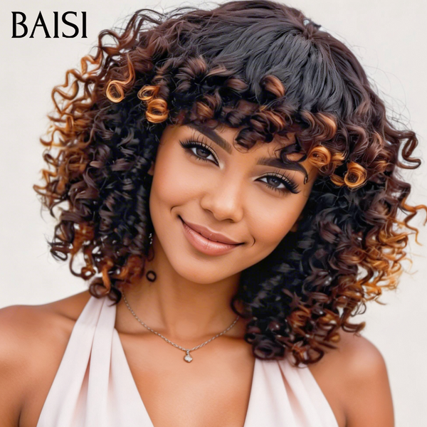 BAISI Achetez 2 perruques minimum au prix d'usine fournisseur sans colle egg wave noir mixte miel en 100% Cheveux Humains(Pas Besoins De Code)