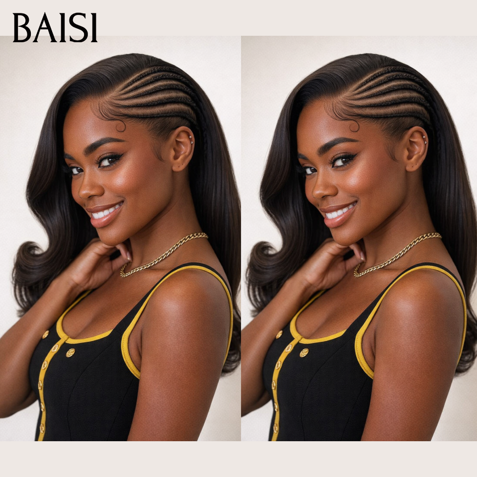 BAISI Acquista almeno 2 parrucche al prezzo di fabbrica fornitore 13X4 parrucca lunga Kinky Curly 1BT4# treccia in 100% capelli umani