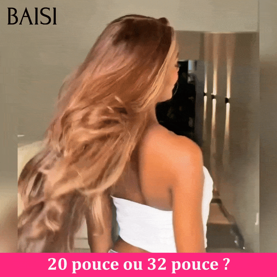 BAISI Promotion 20 pouces 100€ Perruque Moitié Prix body wave couleur mixte miel 100% vrais cheveux humains