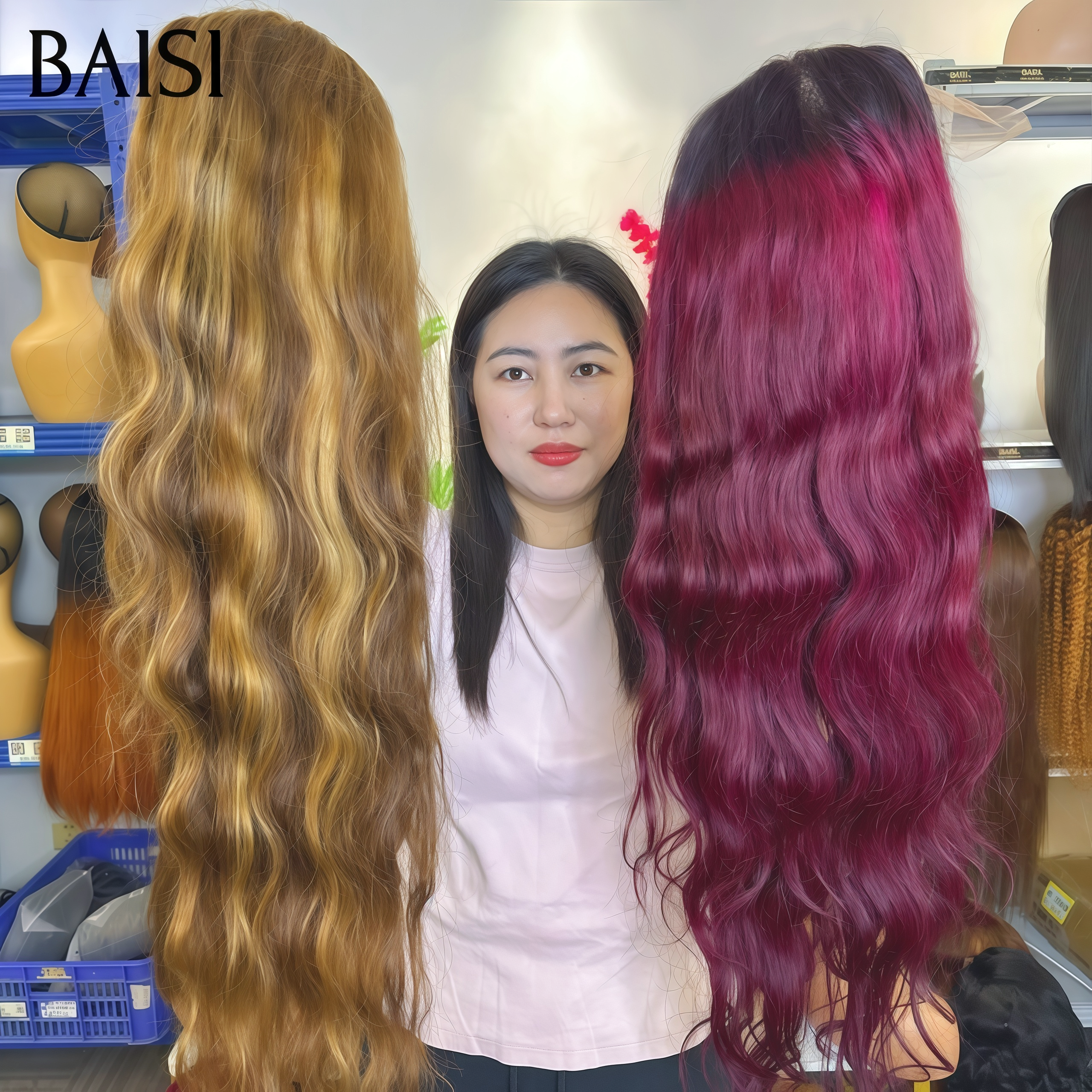BAISI pour revendre 8 couleurs pour 2 perruques 20 pouces 200€ 13x4 lace frontal Lisse ou curly wave ou body wave en 100% vrais cheveux humains