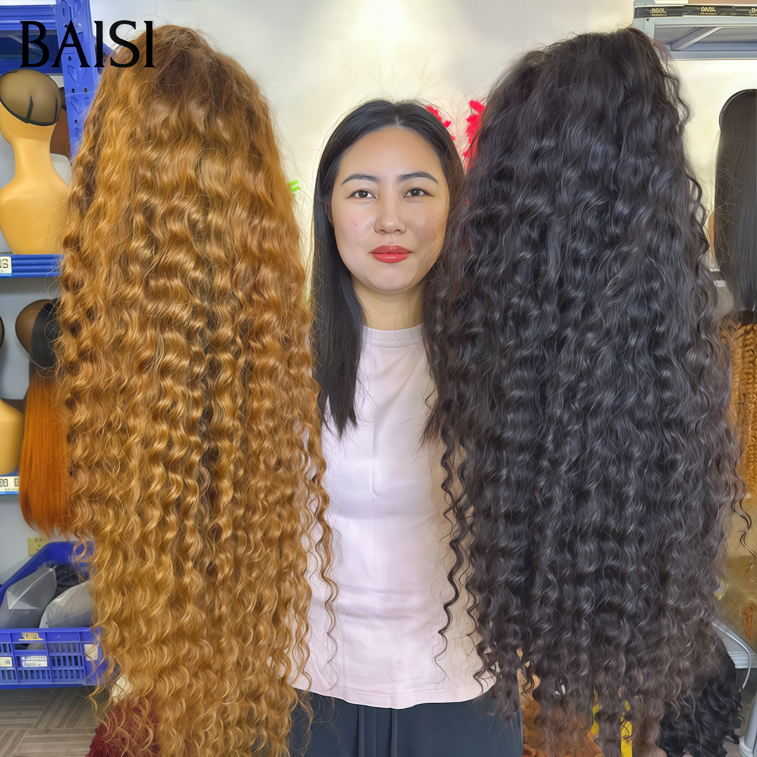 BAISI pour revendre 8 couleurs pour 2 perruques 20 pouces 200€ 13x4 lace frontal Lisse ou curly wave ou body wave en 100% vrais cheveux humains