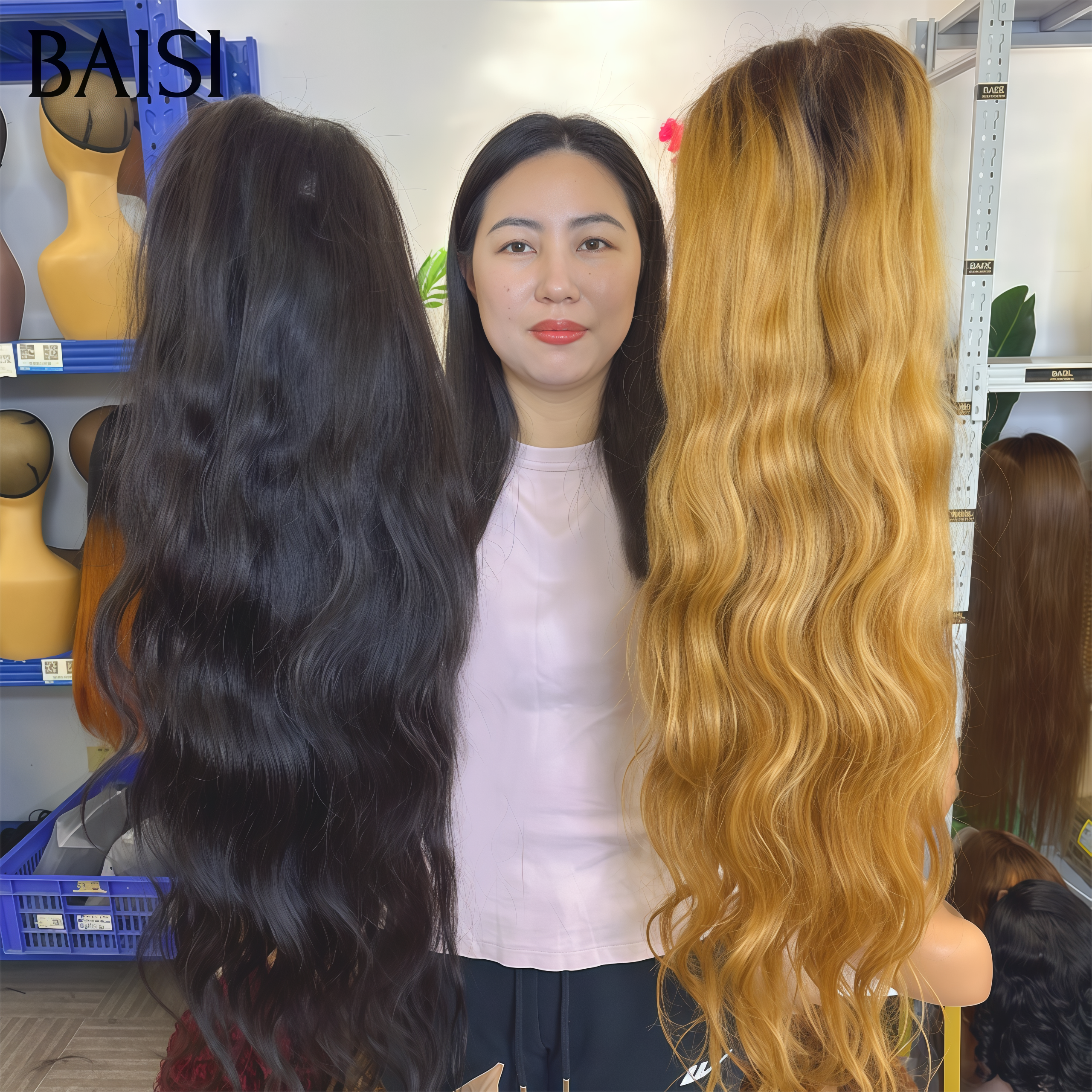 BAISI pour revendre 8 couleurs pour 2 perruques 20 pouces 200€ 13x4 lace frontal Lisse ou curly wave ou body wave en 100% vrais cheveux humains