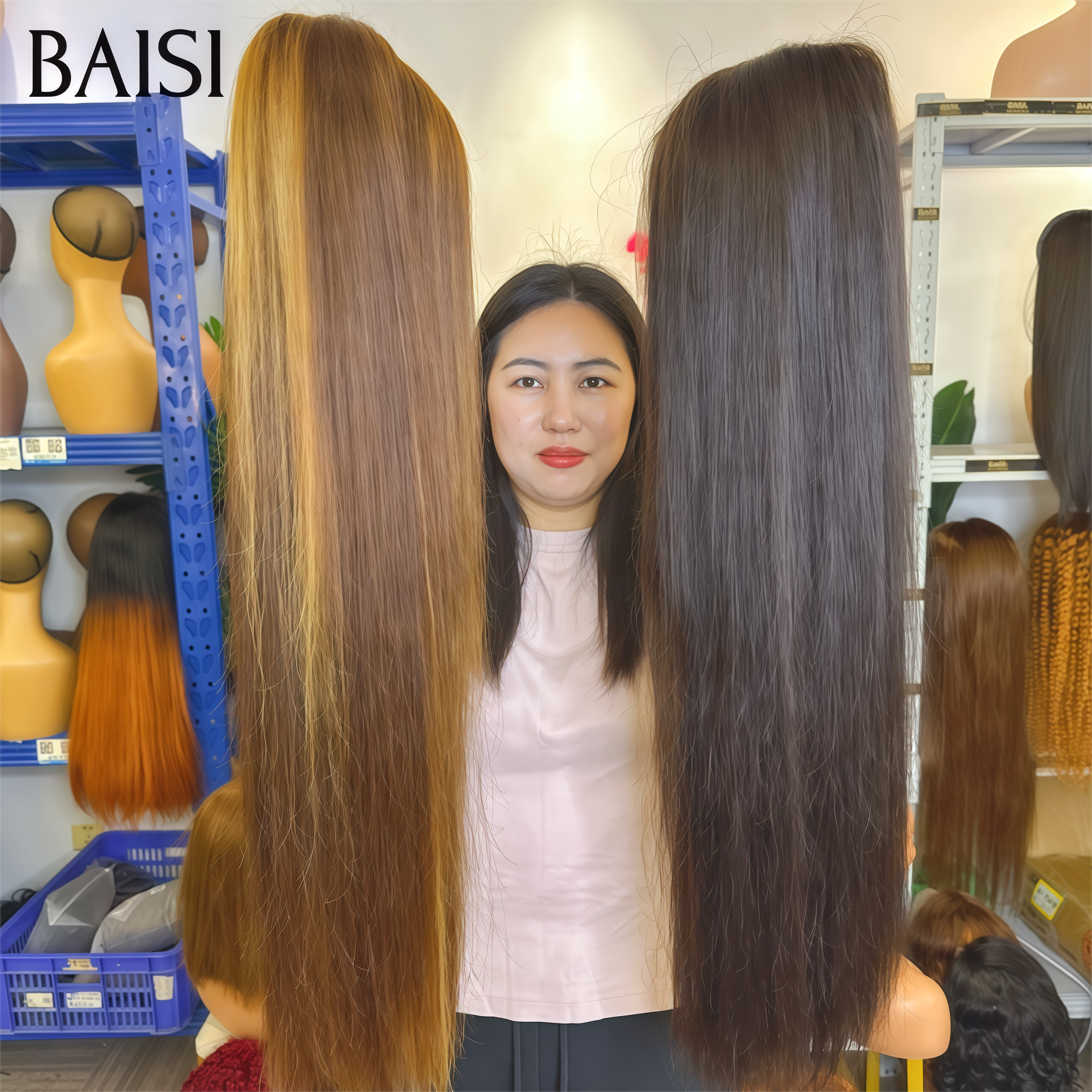 BAISI pour revendre 8 couleurs pour 2 perruques 20 pouces 200€ 13x4 lace frontal Lisse ou curly wave ou body wave en 100% vrais cheveux humains