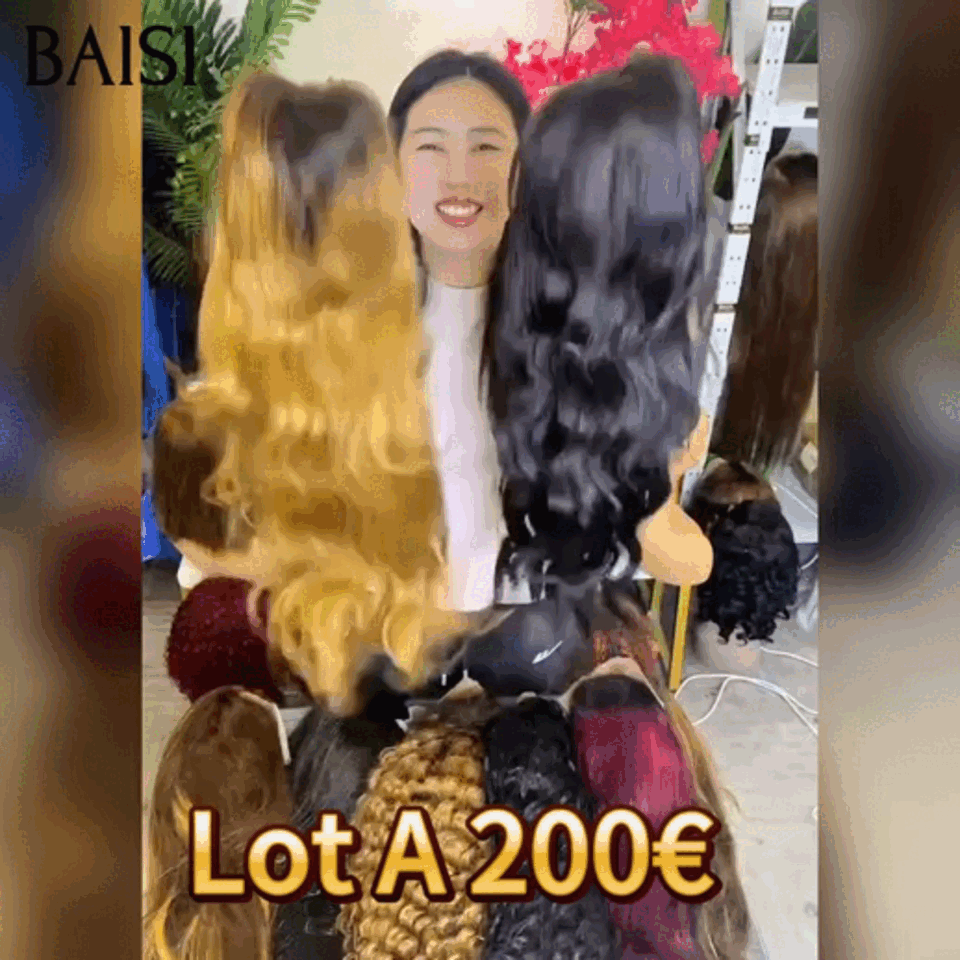 BAISI pour revendre 8 couleurs pour 2 perruques 20 pouces 200€ 13x4 lace frontal Lisse ou curly wave ou body wave en 100% vrais cheveux humains