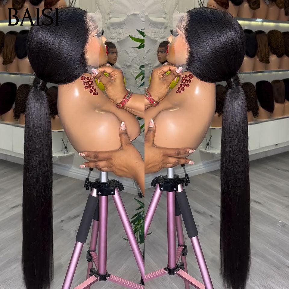 Parrucche di lusso BAISI SDD BONE dritto 100% capelli Vietnam 2X6 parrucca BOB in pizzo nero liscio capelli Vietnam densità del 300% più di 20 anni di utilizzo