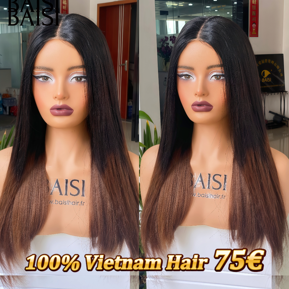 Lace closure 14 Pouces raw hair ou 100% Vietnam Hair perruque 18 Pouces 185€ Lisse de LUXE Haute Qualité en couleur Marron 1BT4# 250% Densité SDD BONE Straight