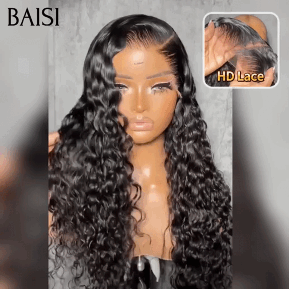 BAISI Promo 99€ 13X4 HD lace frontal Perruque pour revendre long curly wave en NOIR Invisible HD lace Raw Hair en 100% vrais cheveux humains
