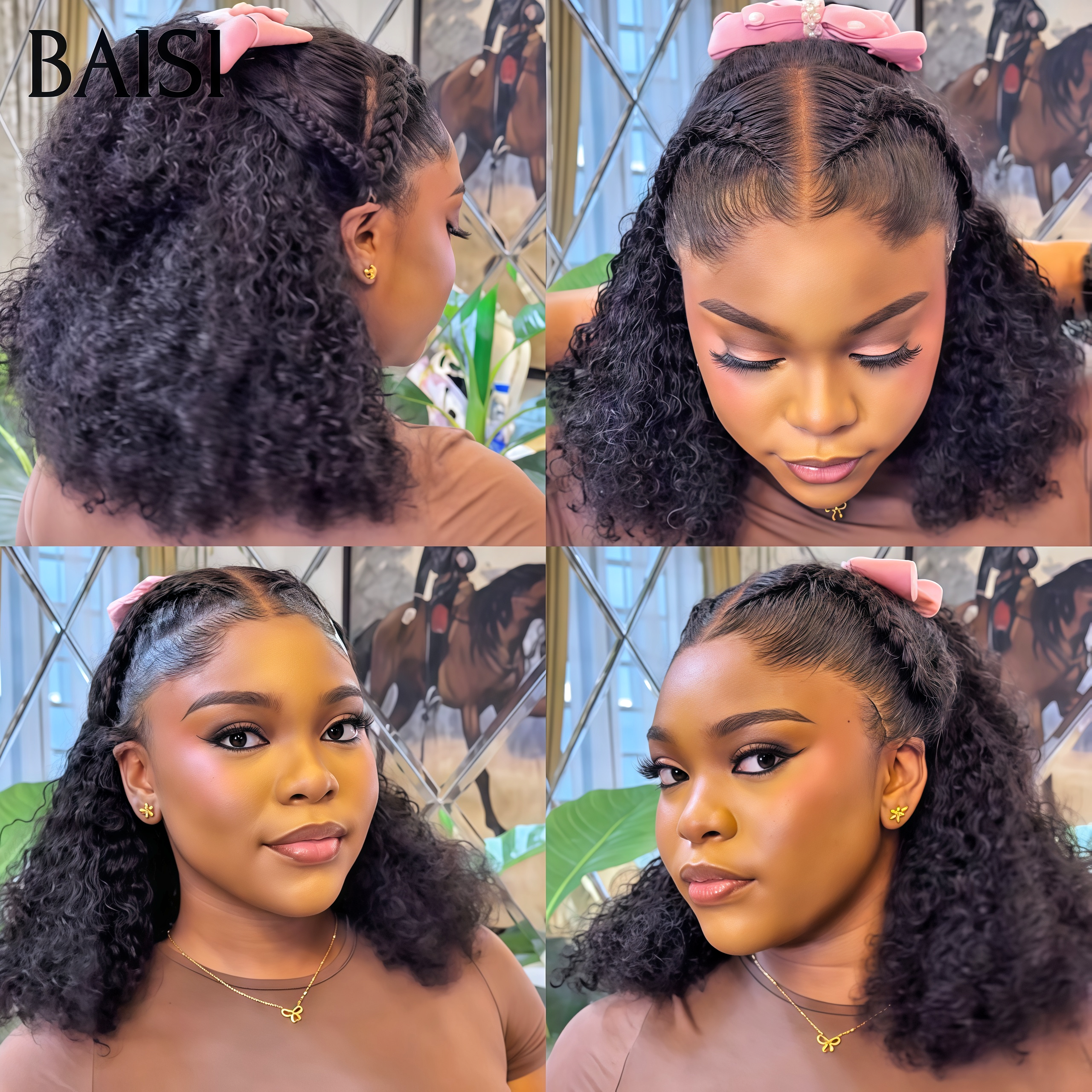 Nouveau produit 13x4 lace frontal Perruque avec coiffure tressée natte curly wave 16 Pouces 99€ raw hair en 100% Cheveux Humains