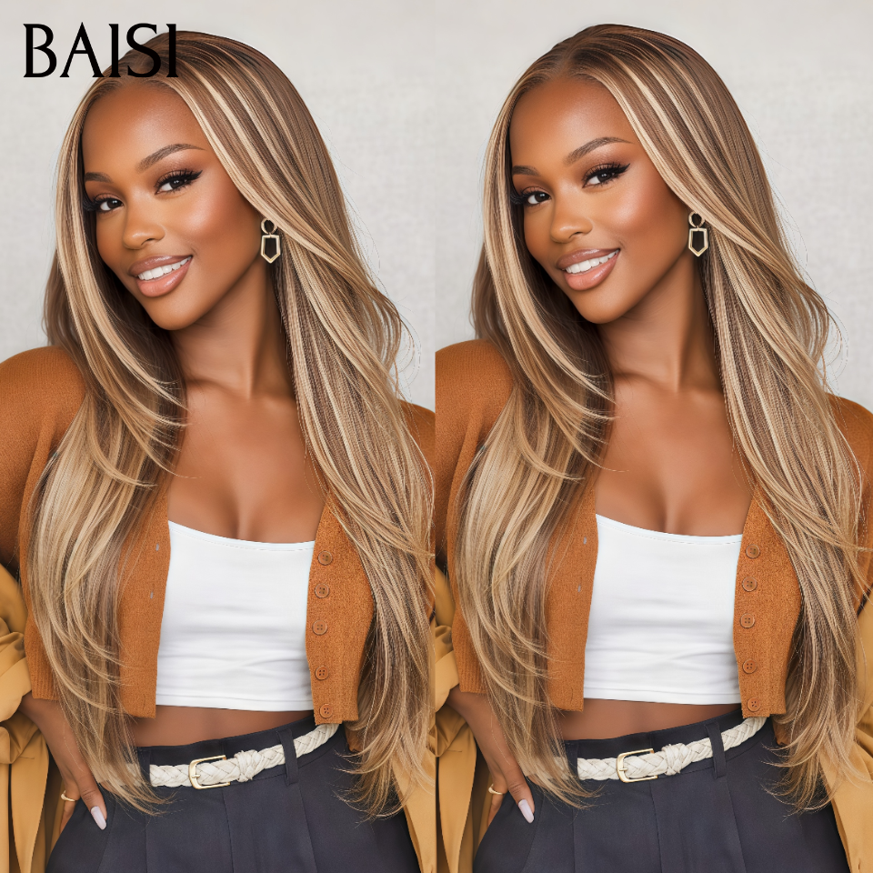 BAISI 13X4 parrucca liscia colore marrone miele unisex metà prezzo in 24H 24 pollici 159€ senza colla lace già tagliata facile da indossare 100% capelli umani