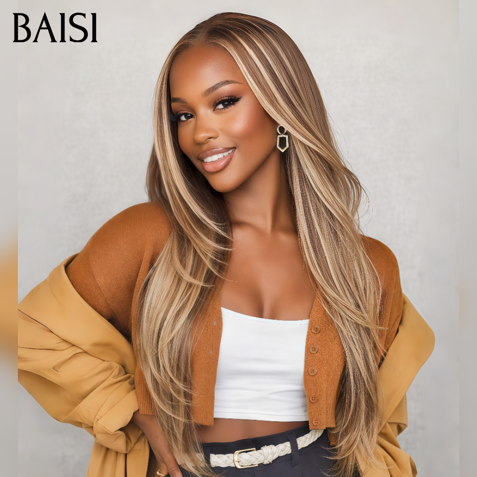 BAISI 13X4 parrucca liscia colore marrone miele unisex metà prezzo in 24H 24 pollici 159€ senza colla lace già tagliata facile da indossare 100% capelli umani