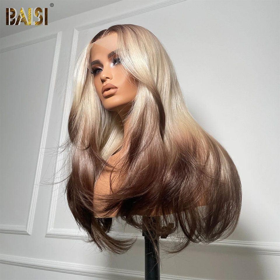 BAISI 13X4 peruca 18 Pouce 195€ metade do preço Em cor loira mesclada com preto, corte personalizado, volumosa, em 100% cabelo humano MP50