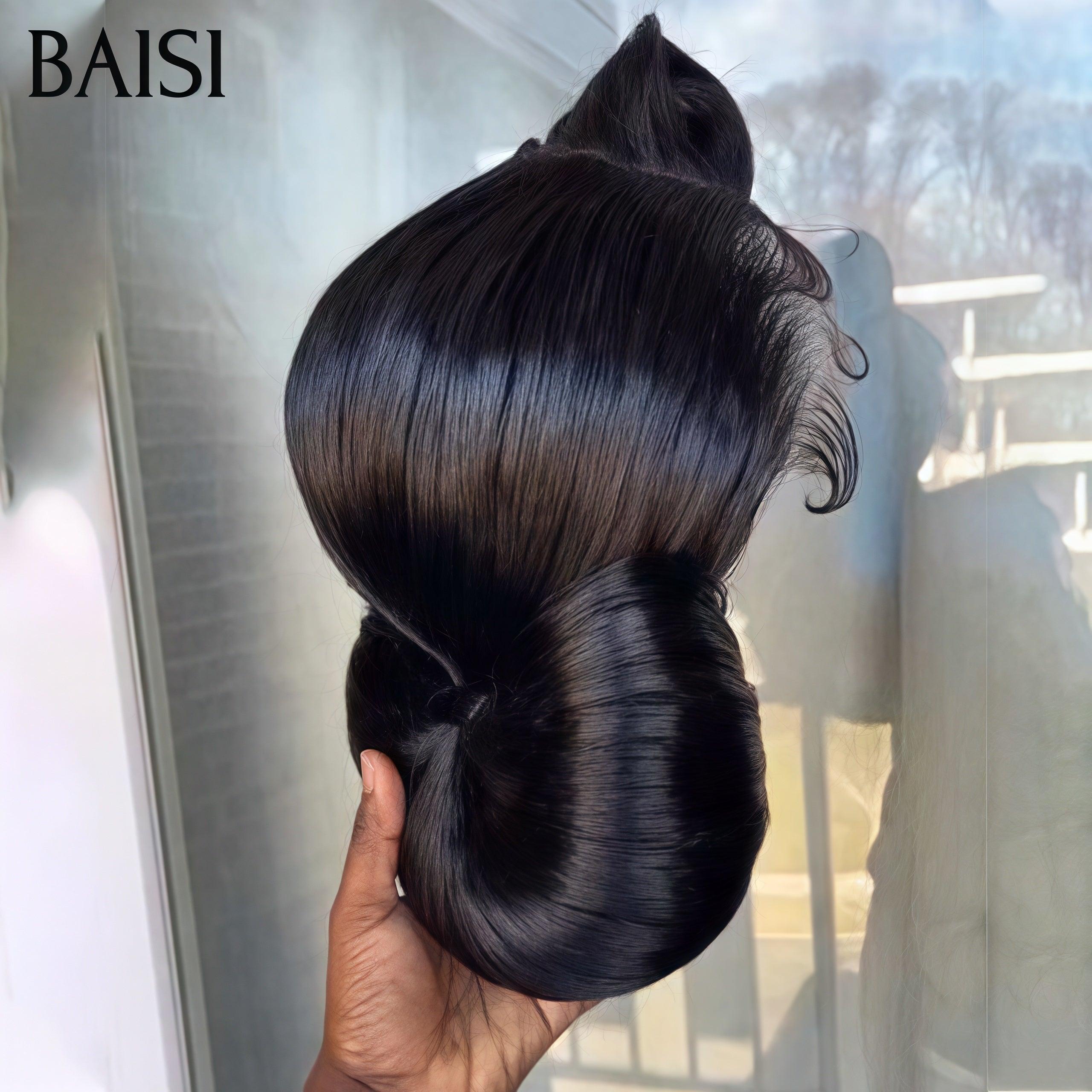 BAISI Coiffure de luxe Afra Perruques Mariage noir Prête à porter chignon et personalisation comme sur la vidéo 100% identique avec lace frontale événement spécial