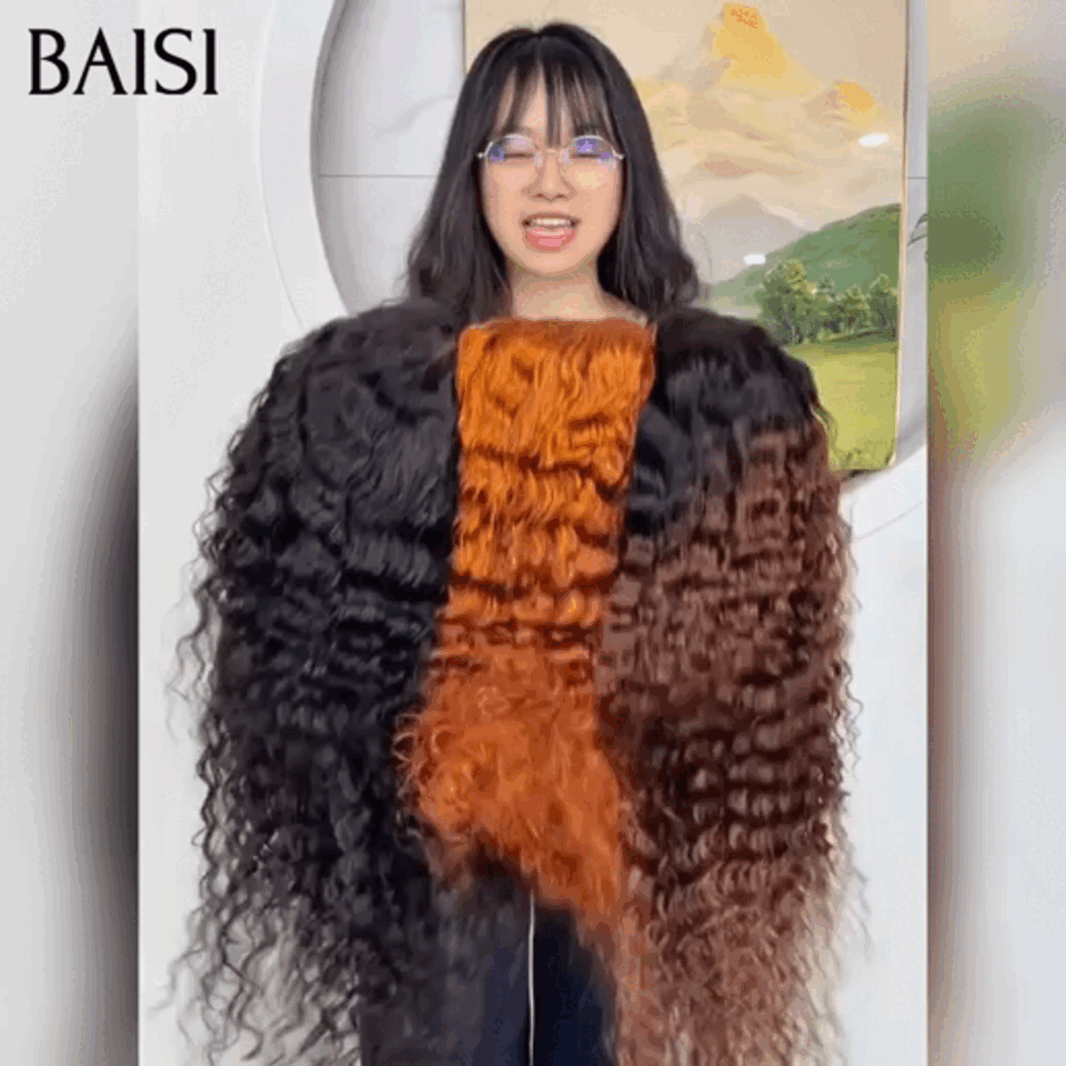 BAISI pour revendre 3 perruques 20 pouces 339€ 13x4 lace frontal deep wave 3 couleurs orange et NOIR et marron 1BT4# en 100% vrais cheveux humains
