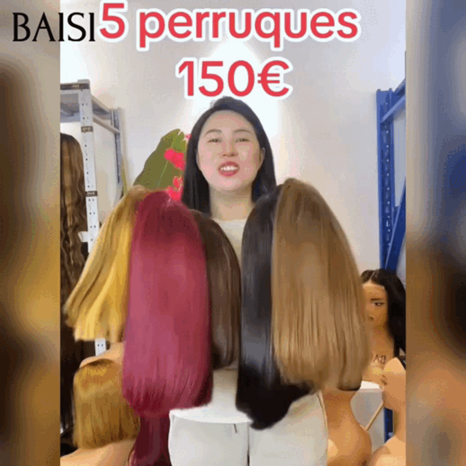 Usine grossiste 5 perruques 150€( différentes couleurs bob différentes tailles 14p+12p+10p)stock limité soldes sans retour blended human hair