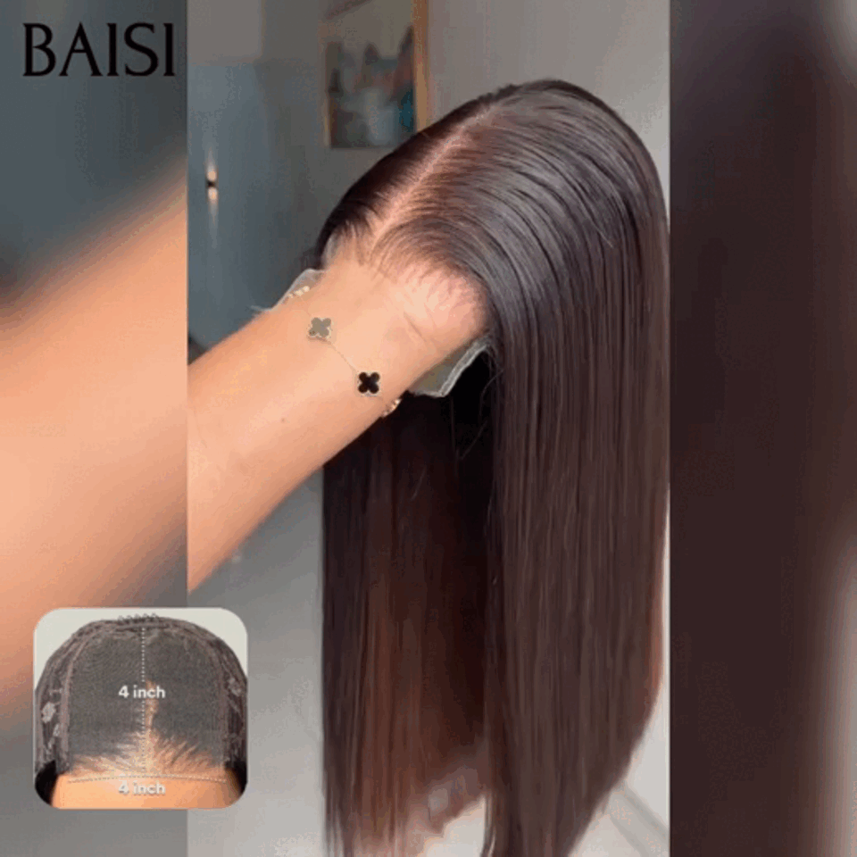 BAISI Ricevuta 48H + IVA 0€ 4X4 Chiusura Parrucca Naturale Liscia 66€ metà prezzo 200% Densità in 100% Capelli Umani