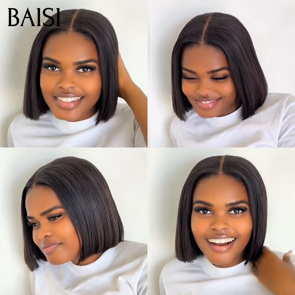 BAISI Smooth Bob Wig with Bangs in Brown #4 or 2X6 · BOB Smooth 14 Inches · 148€ Luxury 100% Human Hair