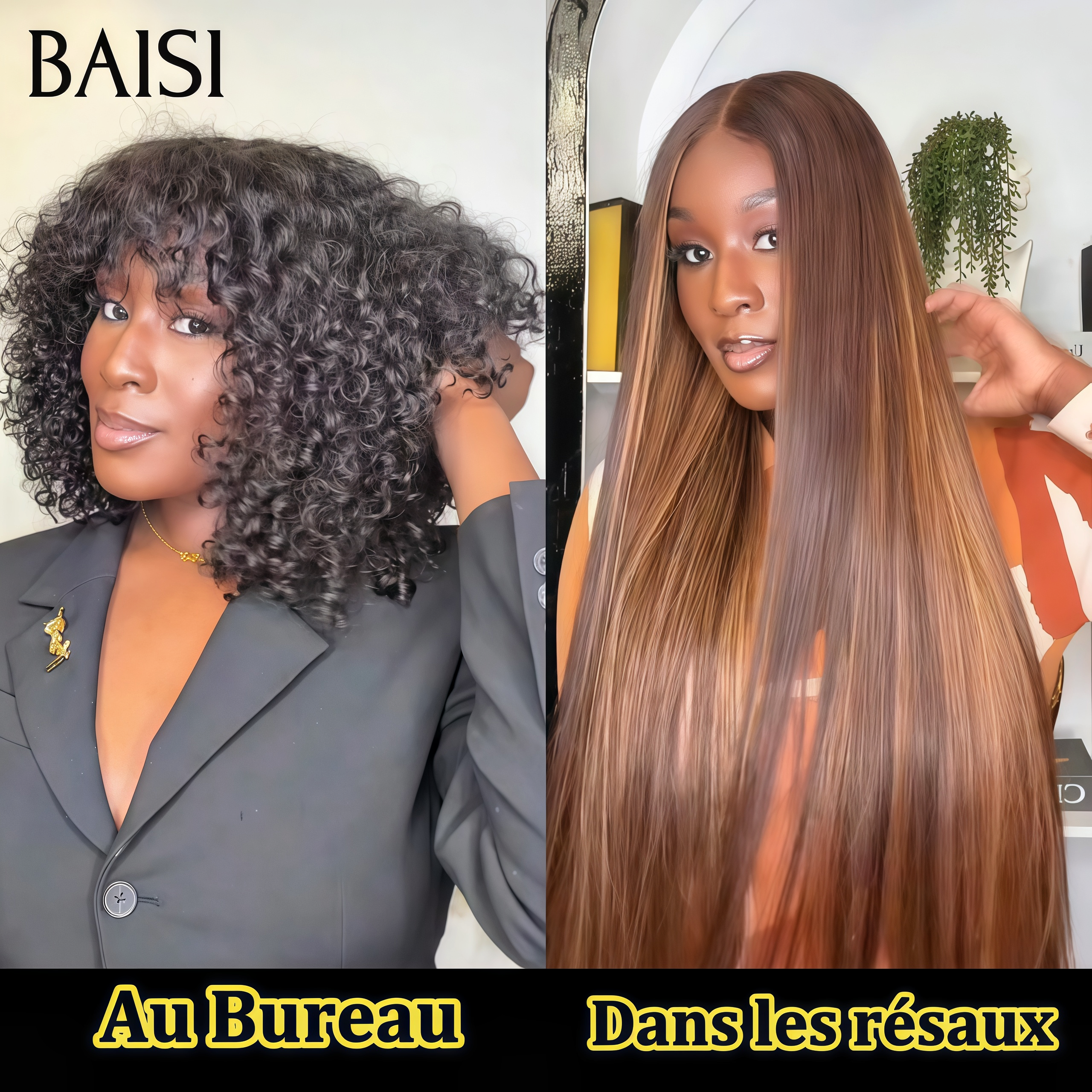BAISI moitié prix Perruque BOB 12 pouces curly wave avec Frange 88€ Fabriquée A La Machine sans Colle ou 13x4 Lace Lisse 4/27# 22 Pouces 148€ en 100% Cheveux Humains