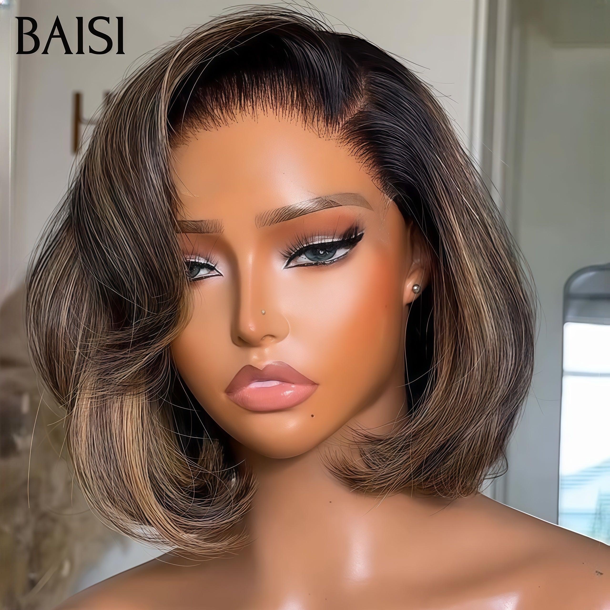 BAISI 13X4 Perruques 10 Pouces Lisse bob 98€ raw hair Mixte en 100% Cheveux Humains BS65