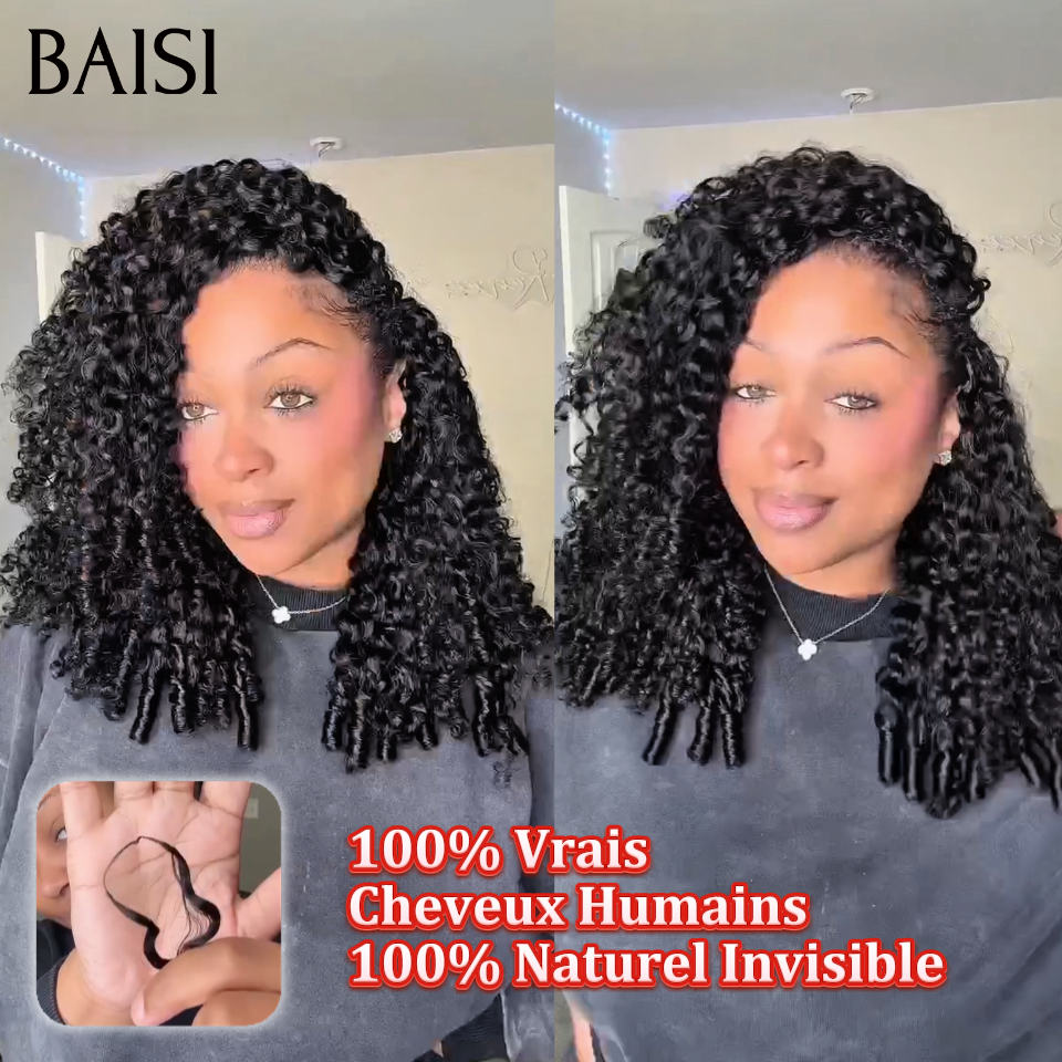 Extensions de Cheveux Humain Plume Double Tête Style Crochet Hair Burmese Curl 100% Naturel Invisible & Confort, Garantie 20 ans