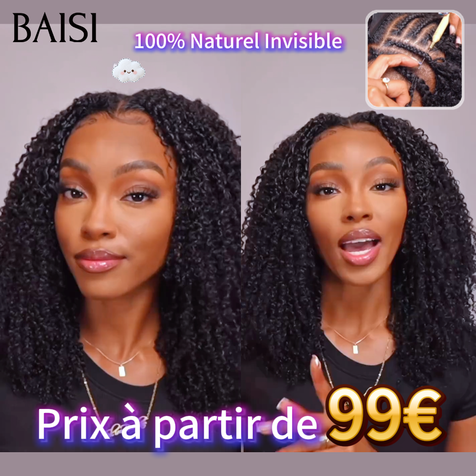 Extensions de Cheveux Humain kinky curly Plume Double Tête Style Crochet Hair Extensions crochet invisible & Confort, Garantie 20 ans