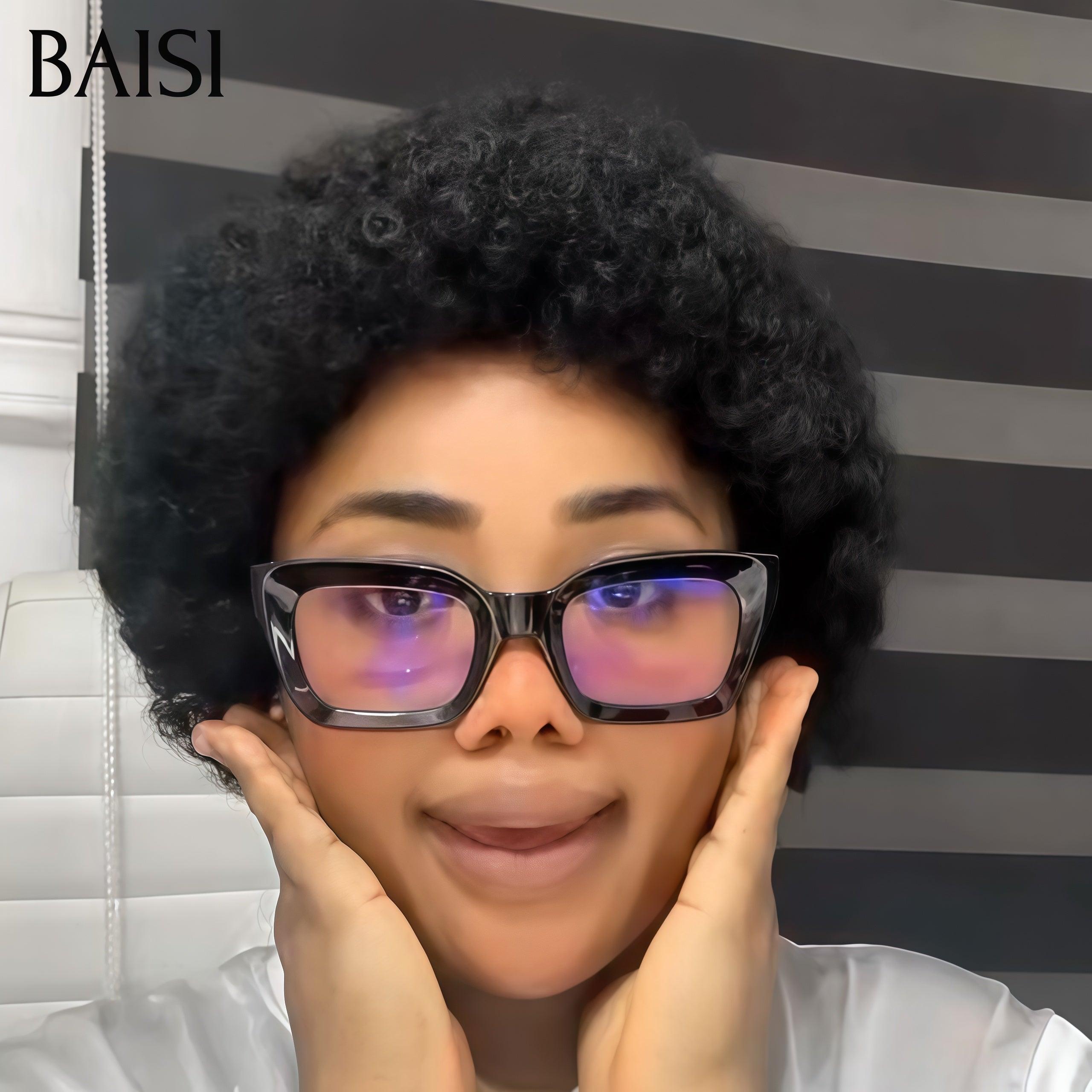 BAISI Perruque 56€ pixie sans lace afro curly en couleur NOIR Fabriqué à la Machine en 100% Cheveux humains