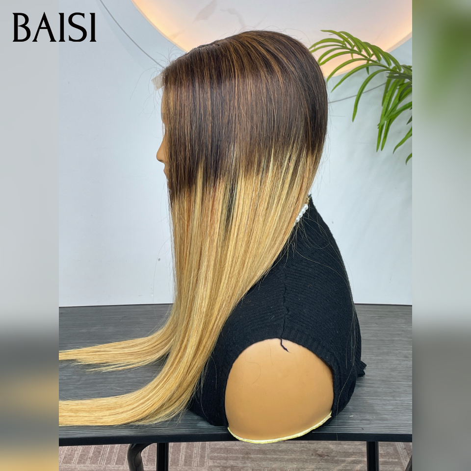 BAISI 2x6 Lace SDD BONE STRAIGHT 100% Vietname Hair Perruque Lisse DE luxe en couleur miel En 100% Vrais Cheveux Humains