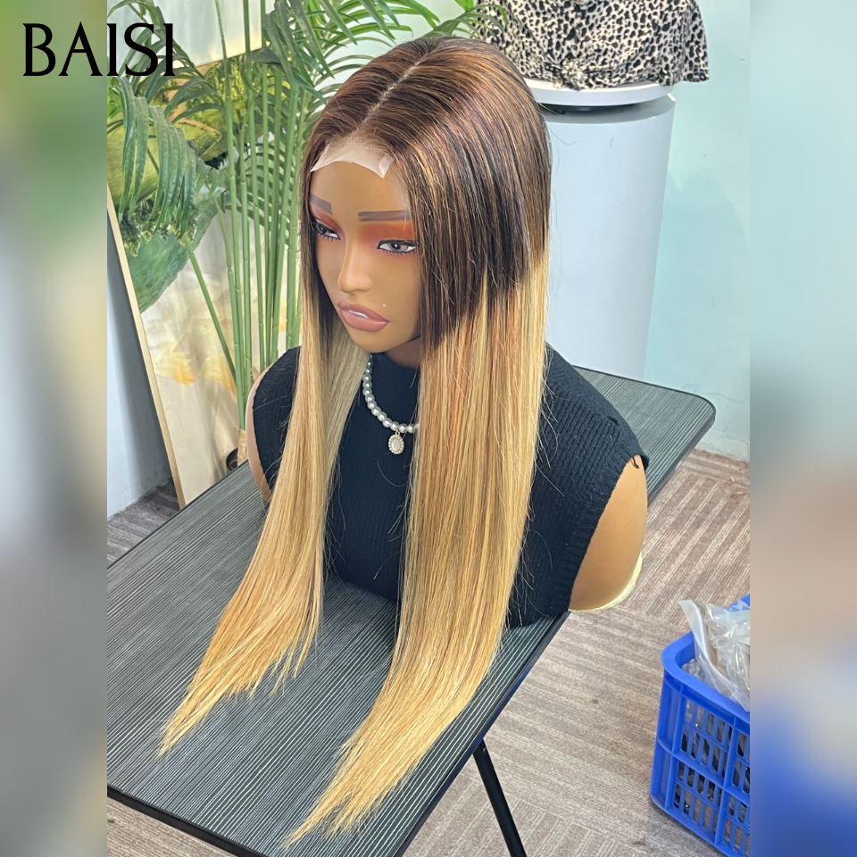 BAISI 2x6 Lace SDD BONE STRAIGHT 100% Vietname Hair Perruque Lisse DE luxe en couleur miel En 100% Vrais Cheveux Humains