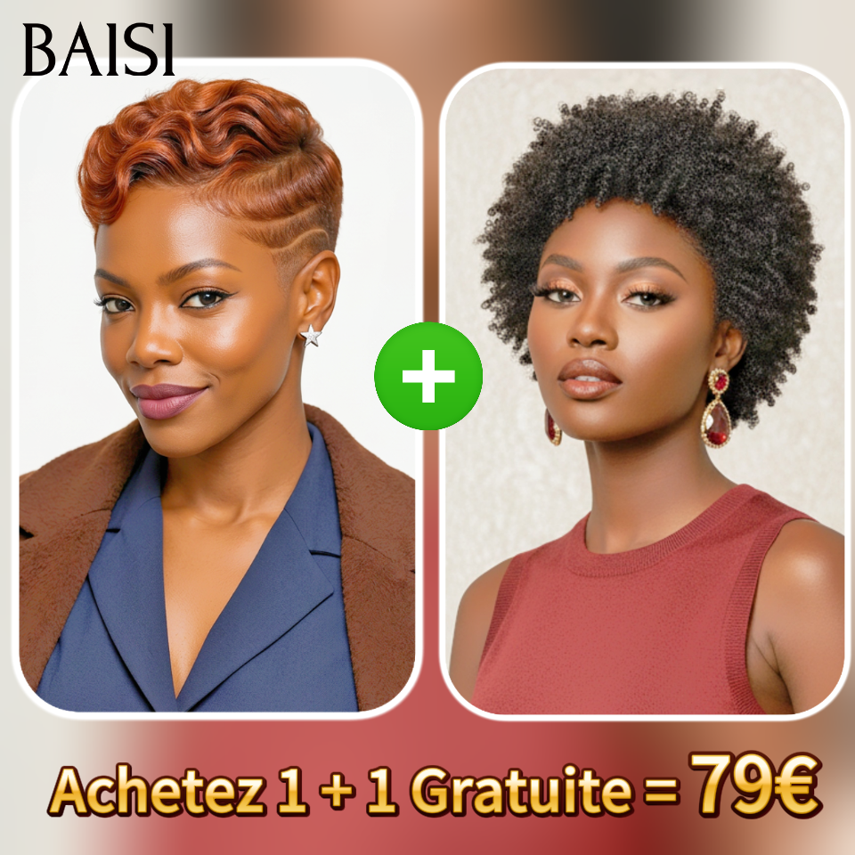 BAISI Achetez 1 + 1 Gratuite = 79€ 13x4 Lace pixie orange ou afro Sans Colle en 100% Vrais Cheveux Humains